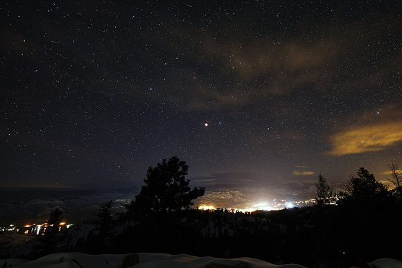 Eclipsed moon over Osoyoos from Anarchist Mountain, photo by Peter