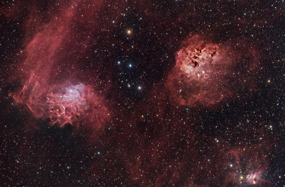 Flaming Star Nebula, Tadpoles Nebula, and the Spider Nebula IC 405, IC 410, and IC 417