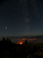 Mars and the Milky Way Above an Earthly Fire