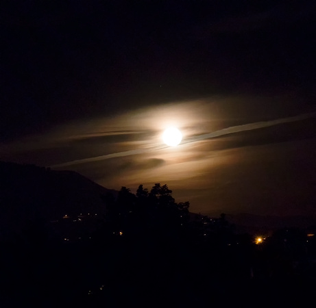 Full Moon Rising Through Cloud Over Vernon Mountain